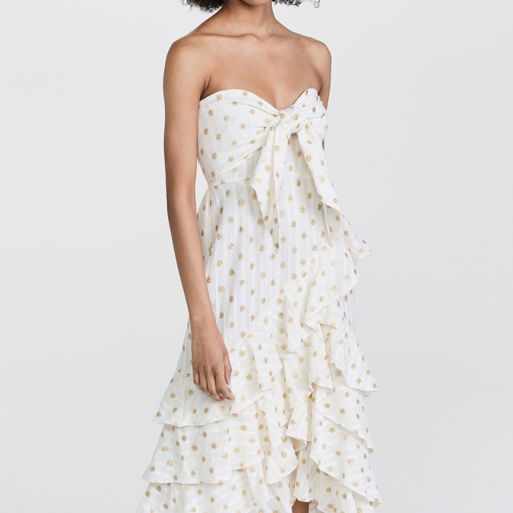 SUNDRESS, Size M, Cream and Gold Ilanila strapless dress